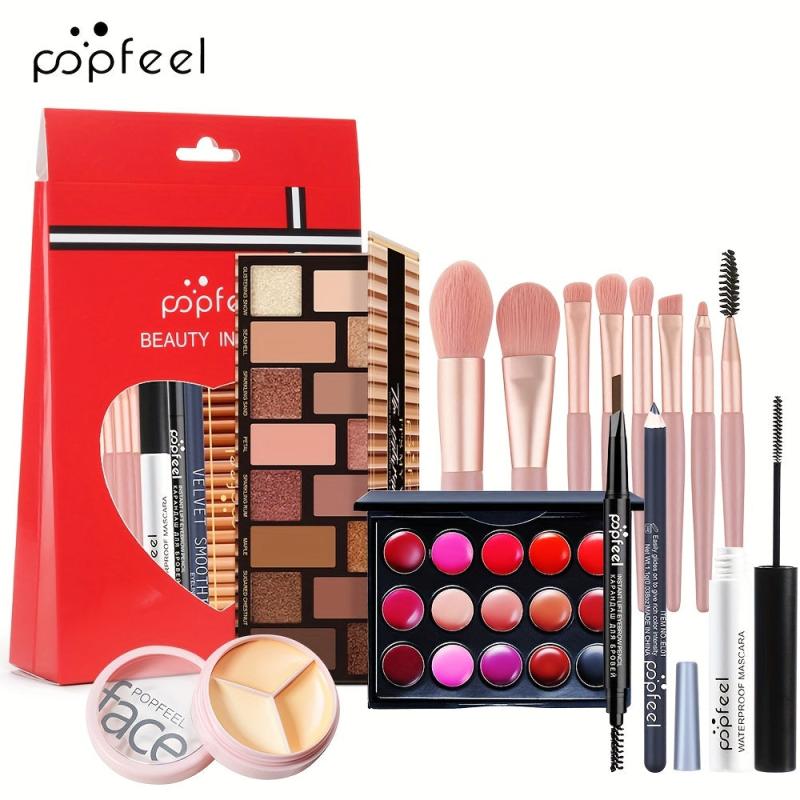 Complete Makeup Set with Brushes Gift Bag