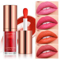 Matte Lip Glaze Lipstick Lip Cheek Blush Dual use Velvet Texture Blush