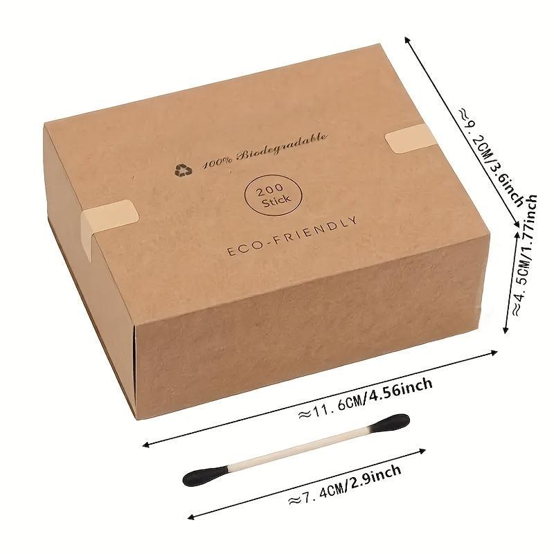 200pcs Double Round Tip Cotton Swabs with Case - Ear Nose Cleaning Beauty Tools