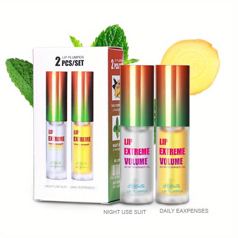 2Pcs Lip Plumper Gloss Kit Plant Essence Lip Care Set