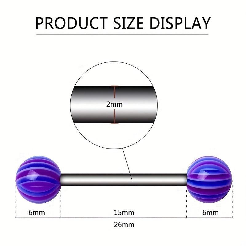 40 Pcs Colorful Stainless Steel Ball Tongue Rings Barbell Bars Piercing Set