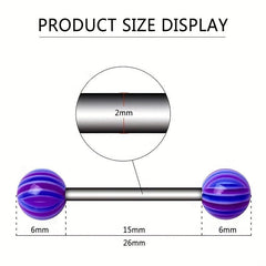 40 Pcs Colorful Stainless Steel Ball Tongue Rings Barbell Bars Piercing Set