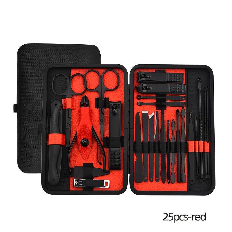 Stainless Steel Manicure Kit Nail Clipper Set Leather Travel Men Women