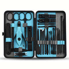 Stainless Steel Manicure Kit Nail Clipper Set Leather Travel Men Women