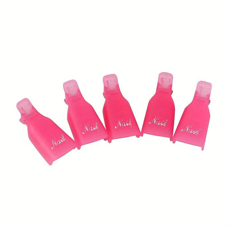 10 Reusable Pink Gel Polish Remover Caps Soak Off Clips