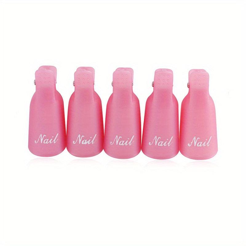 10 Reusable Pink Gel Polish Remover Caps Soak Off Clips