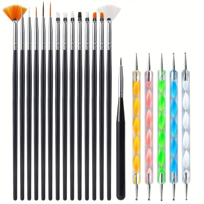 31pcs Nail Art Brush Set Dotting Tools Dust Brush Striping Brush for Long Lines