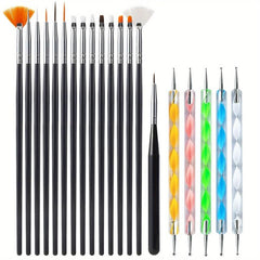 31pcs Nail Art Brush Set Dotting Tools Dust Brush Striping Brush for Long Lines