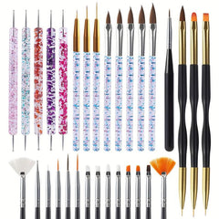 31pcs Nail Art Brush Set Dotting Tools Dust Brush Striping Brush for Long Lines