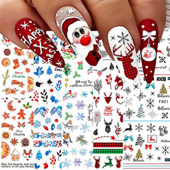 Christmas Tree Nail Stickers 3D Self Adhesive Decals Snowflake Designs