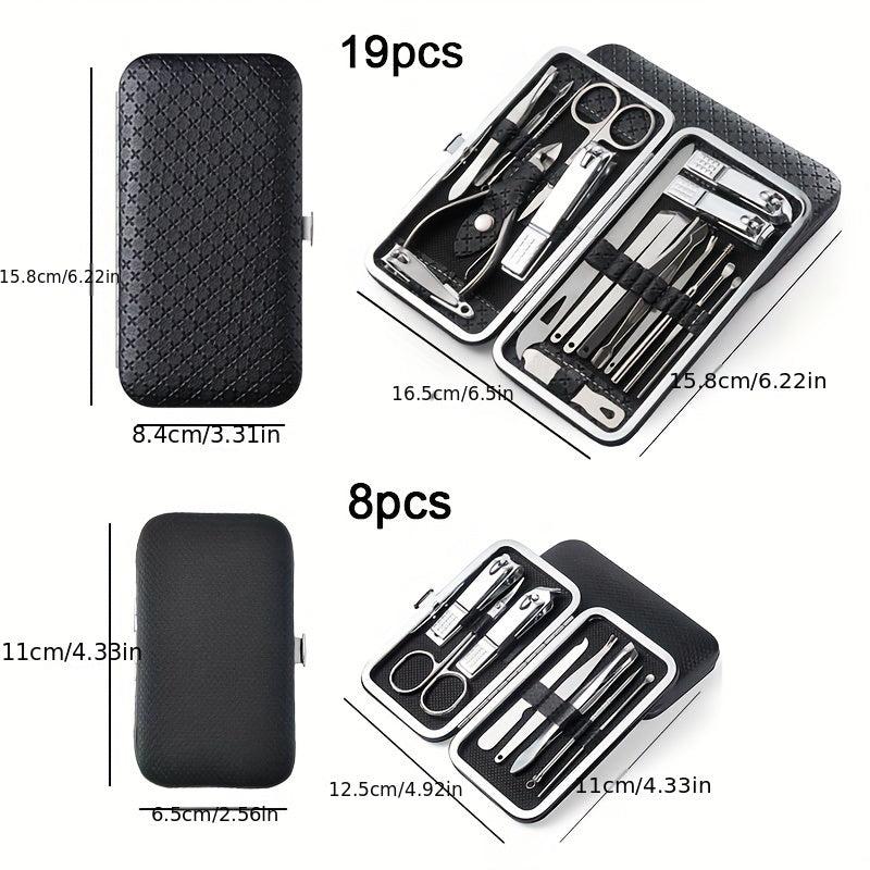 19 Pcs Stainless Steel Nail Clippers Pedicure Kit in Travel Case