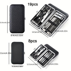 19 Pcs Stainless Steel Nail Clippers Pedicure Kit in Travel Case