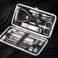 19 Pcs Stainless Steel Nail Clippers Pedicure Kit in Travel Case