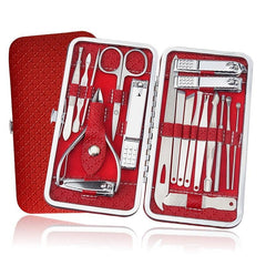 19 Pcs Stainless Steel Nail Clippers Pedicure Kit in Travel Case