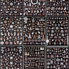 9 Sheets Christmas Nail Art Stickers 3D Nail Decals Manicure Decoration