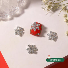 10 Pcs Snowflake Nail Art Charms 3D Crystals Rhinestones Metal Alloy Silver Gems
