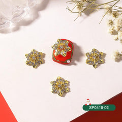 10 Pcs Snowflake Nail Art Charms 3D Crystals Rhinestones Metal Alloy Silver Gems