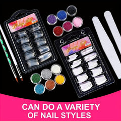 Acrylic Nail Kit for Beginners with Glitter Powder