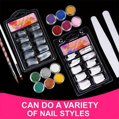 Acrylic Nail Kit with Glitter Powder and Nail Art Tips for Perfect Manicures