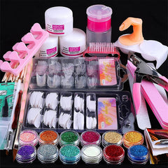 Acrylic Nail Kit with Glitter Powder and Nail Art Tips for Perfect Manicures