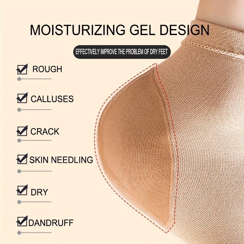 Moisturizing Gel Heel Socks Soften Dry Cracked Heels Toeless for Comfort