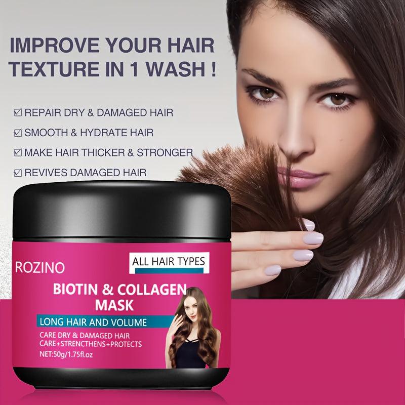 Biotin Collagen Hair Mask for Smoothing and Repairing Dry and Damaged Hair