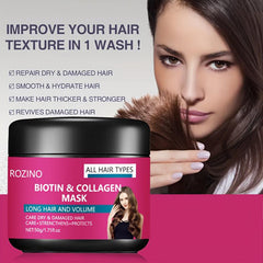 Biotin Collagen Hair Mask for Smoothing and Repairing Dry and Damaged Hair