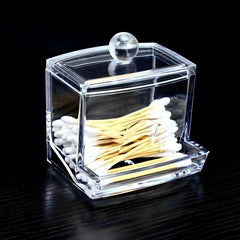 Clear Acrylic Pattern Box Makeup Cotton Storage Cosmetic Swabs Holder