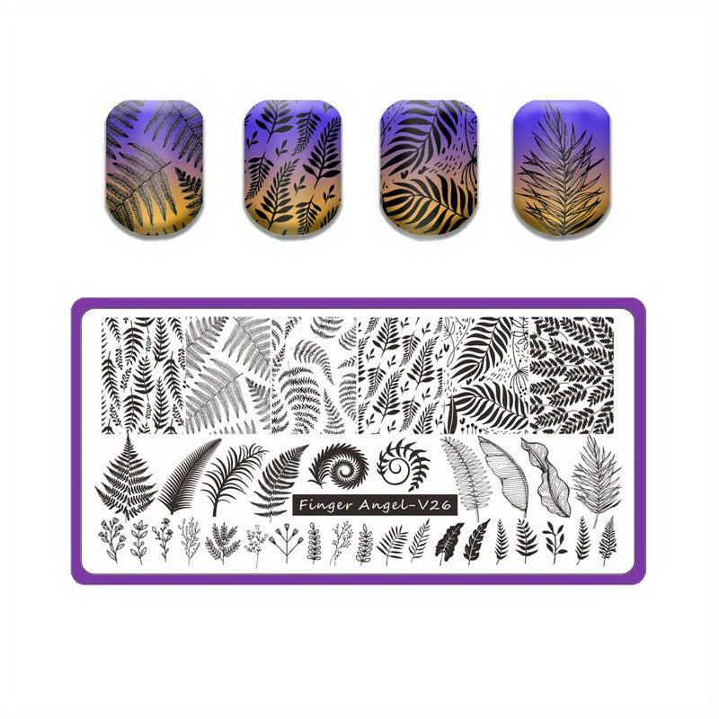 Nail Stamping Plates with Purple Back Cover