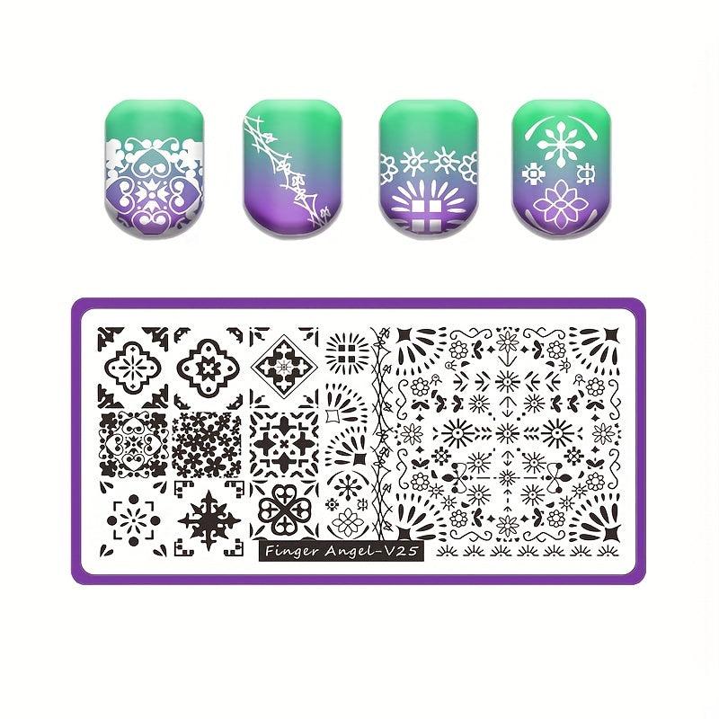 Nail Stamping Plates with Purple Back Cover