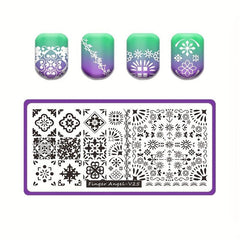 Nail Stamping Plates with Purple Back Cover