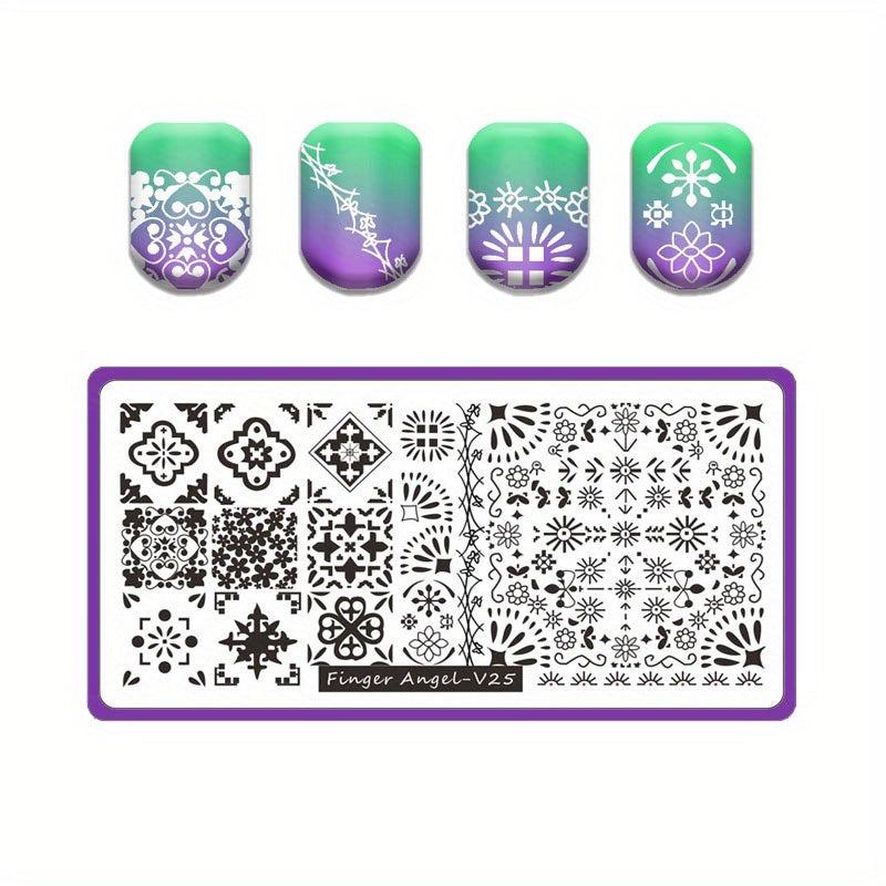 Nail Stamping Plates with Purple Back Cover