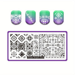 Nail Stamping Plates with Purple Back Cover