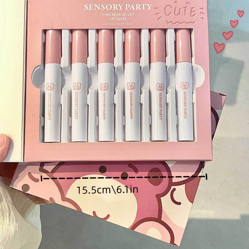 6 Pcs Velvet Lip Glaze Set Waterproof Daily Makeup Creamy Texture