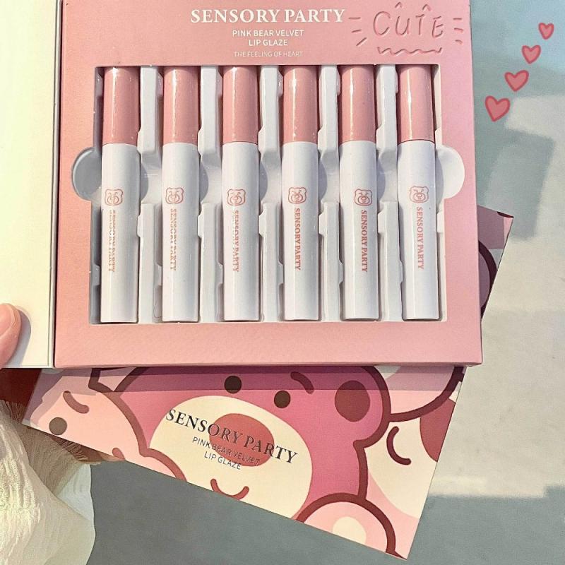 6 Pcs Velvet Lip Glaze Set Waterproof Daily Makeup Creamy Texture
