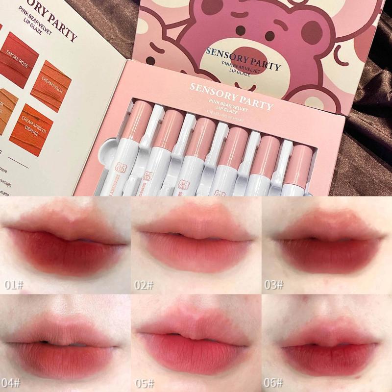 6 Pcs Velvet Lip Glaze Set Waterproof Daily Makeup Creamy Texture