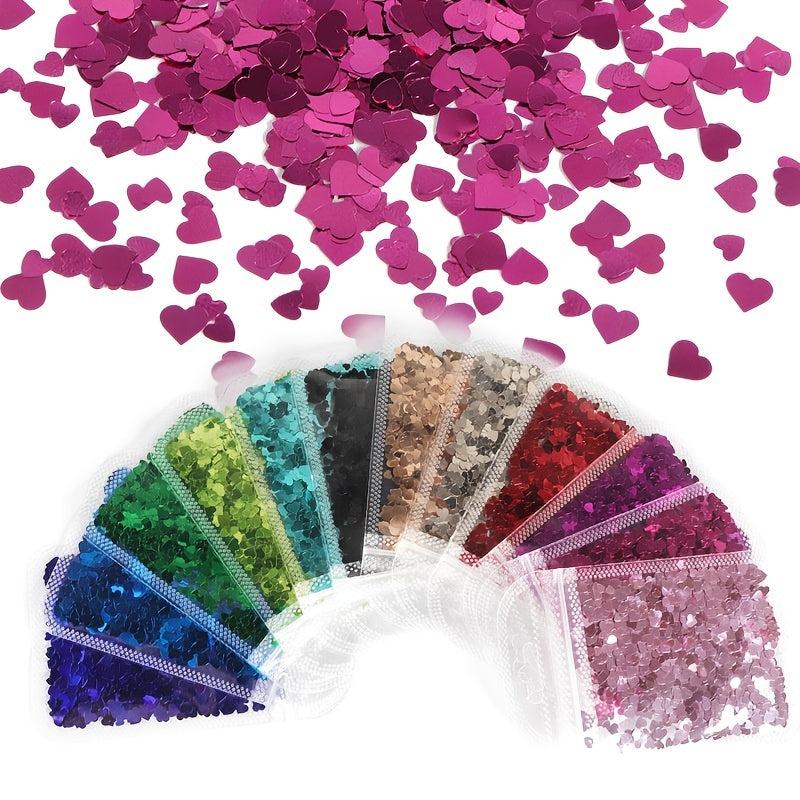 3D Sweet Love Heart Sequins Valentines Art Glitter Charms Nails Decor