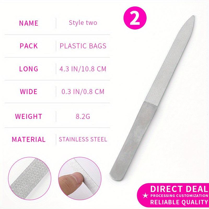 Stainless Steel Nail File Double Sided Polishing Nails Tool