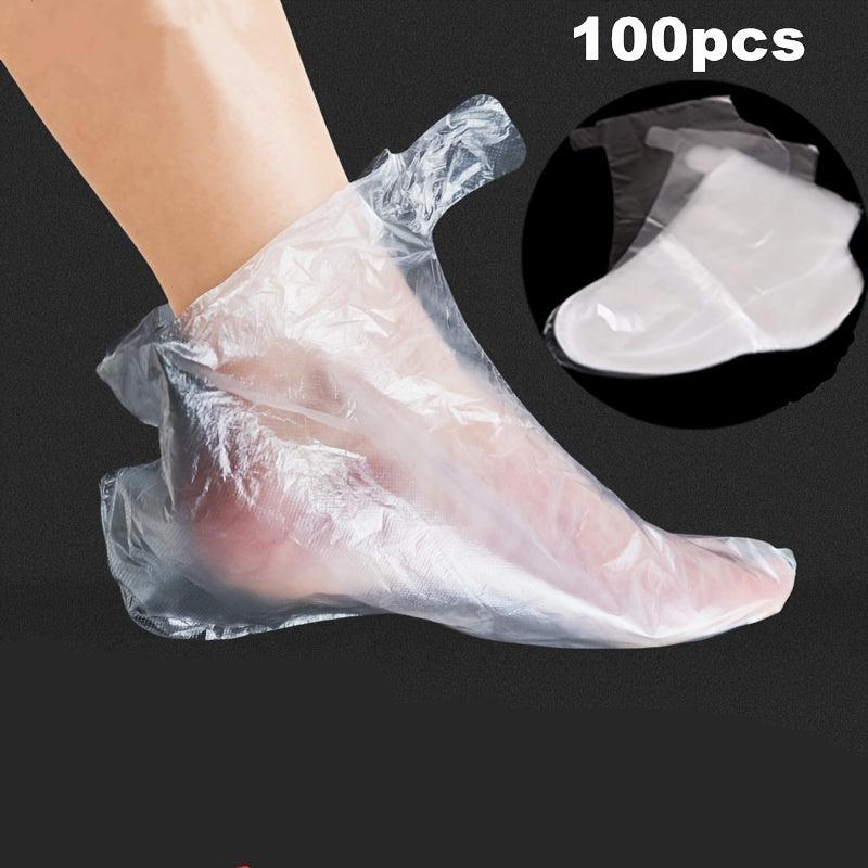 100 Pcs Clear Disposable Exfoliating Foot Mask Pedicure Spa Wax Cover Bag
