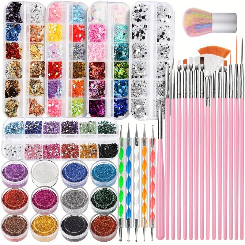Nail Brush Nail Tool Kit With Nail Brush Nail Point Tool Fine Glitter Nail