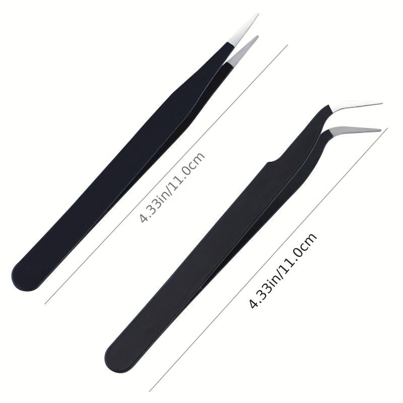 Stainless Steel Nail Rhinestone Picker Tools - Curved & Straight Tweezers