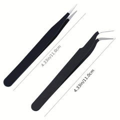 Stainless Steel Nail Rhinestone Picker Tools - Curved & Straight Tweezers