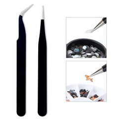 Stainless Steel Nail Rhinestone Picker Tools - Curved & Straight Tweezers