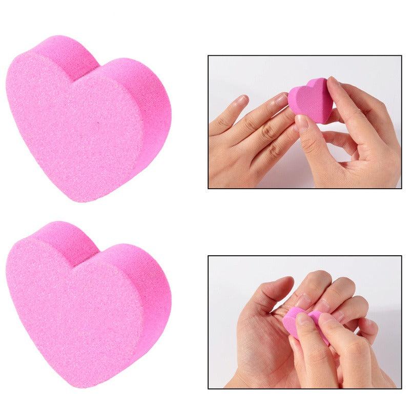 10 Pcs Mini Heart Shape Nail File Sponge Nail Art Tools For Girls