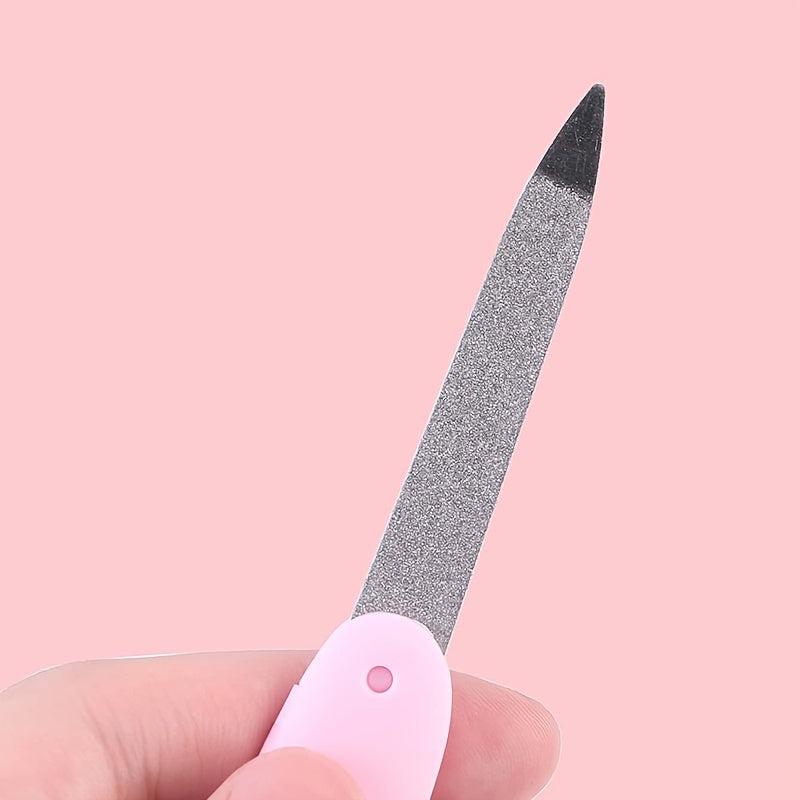 Stainless Steel Folding Nail File for Men Women - Double Sided Cuticle Tool