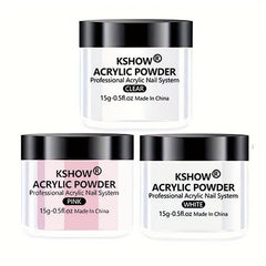 Pink & Clear Acrylic Nail Kit, Monomer Liquid, Nail Brush - DIY Nail Decoration