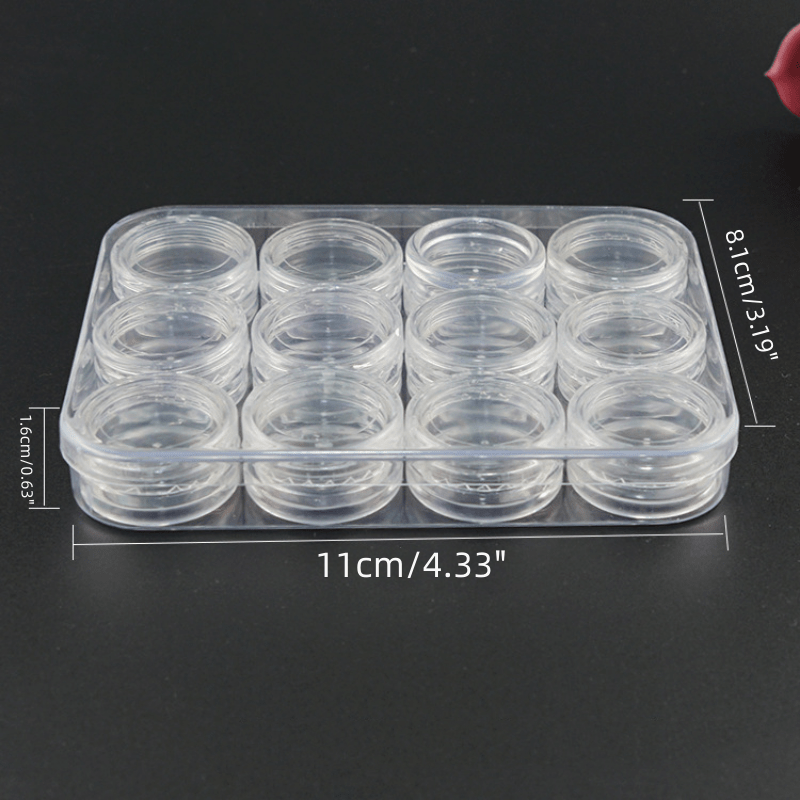 Portable 12 Grid Plastic Storage Box for Nail Gems & Glitter