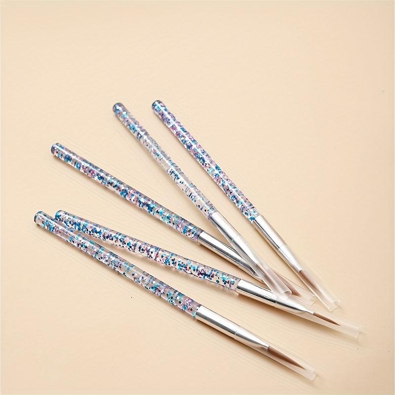 5pcs Sequins Acrylic Nail Art Brush Set Glitter Crystal Tools