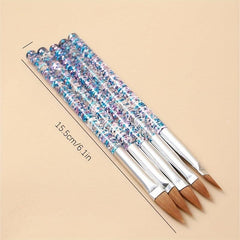 5pcs Sequins Acrylic Nail Art Brush Set Glitter Crystal Tools