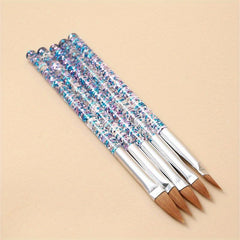 5pcs Sequins Acrylic Nail Art Brush Set Glitter Crystal Tools